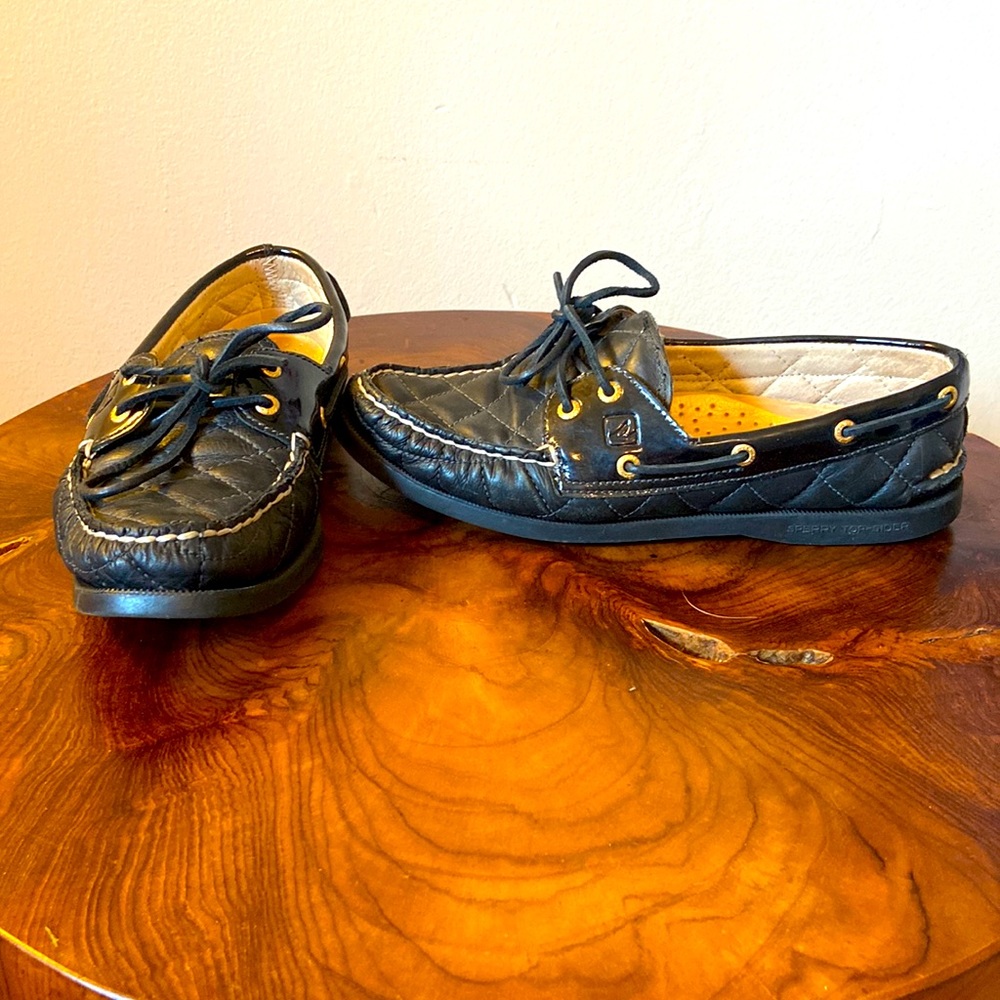 Quilted Black Sperry